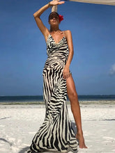 Load image into Gallery viewer, SPAGHETTI STRAP SIDE SPLIT BEACH DRESS
