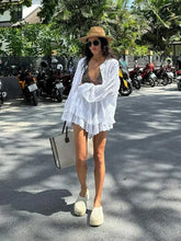 Load image into Gallery viewer, WHITE SHIRT AND SHORTS TWO PIECE SET
