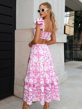 Load image into Gallery viewer, PINK PRINT HOLLOW OUT MAXI DRESS
