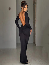 Afbeelding in Gallery-weergave laden, O NECK BACKLESS BODYCON MAXI DRESS
