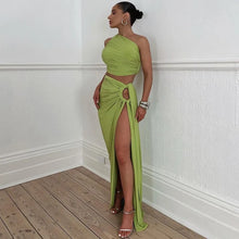 Load image into Gallery viewer, ONE SHOULDER TWO PIECE TOP AND SKIRT
