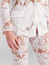 Afbeelding in Gallery-weergave laden, PREMIUM ORGANZA LACE BLAZER &amp; FLARED TROUSER SET
