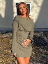 Načíst obrázek do prohlížeče Galerie, O NECK CORSET LONG SLEEVE BACKLESS MINI
