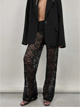 Indlæs billede til gallerivisning LACE FLARED SHEER WIDE LEG TROUSERS
