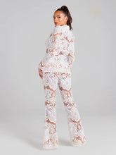 Indlæs billede til gallerivisning PREMIUM ORGANZA LACE BLAZER &amp; FLARED TROUSER SET
