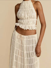 Load image into Gallery viewer, TWO PIECE HALTER NECK TOP AND SKIRT SET
