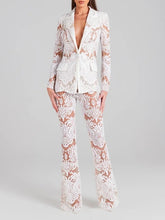 Lade das Bild in den Galerie-Viewer, PREMIUM ORGANZA LACE BLAZER &amp; FLARED TROUSER SET
