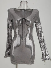 Afbeelding in Gallery-weergave laden, TIE SILVER SEQUIN MINI
