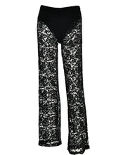 Lade das Bild in den Galerie-Viewer, LACE FLARED SHEER WIDE LEG TROUSERS
