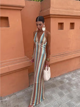 Load image into Gallery viewer, V-NECK HIGH WAIST MAXI DRESS
