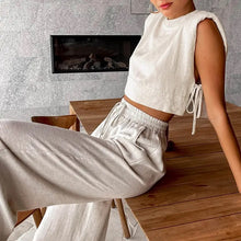 Load image into Gallery viewer, COTTON LINEN PANTS SET
