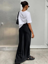 Load image into Gallery viewer, LONG BLACK SATIN SKIRT
