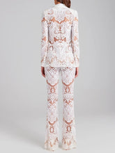 Afbeelding in Gallery-weergave laden, PREMIUM ORGANZA LACE BLAZER &amp; FLARED TROUSER SET
