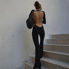 Load image into Gallery viewer, BACKLESS FITTED FLARED JUMPSUIT
