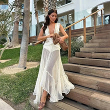 Indlæs billede til gallerivisning MESH TASSELS HOLLOW RUFFLE  MAXI DRESS
