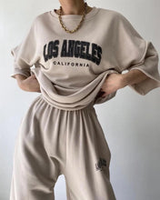 Load image into Gallery viewer, SLOGAN OVERSIZED T-SHIRT AND JOGGER SET
