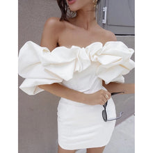 Load image into Gallery viewer, OFF SHOULDER RUFFLE MINI DRESS
