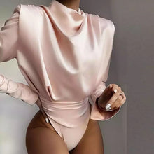 Load image into Gallery viewer, SATIN RUCHED LONG SLEEVED BODYSUIT
