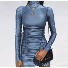 Load image into Gallery viewer, HIGH NECK SATIN BODYCON MINI
